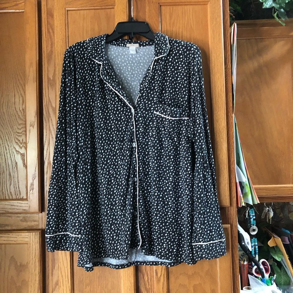 Eberjey Gisele Spotted Long Sleeve Pajama Top - S